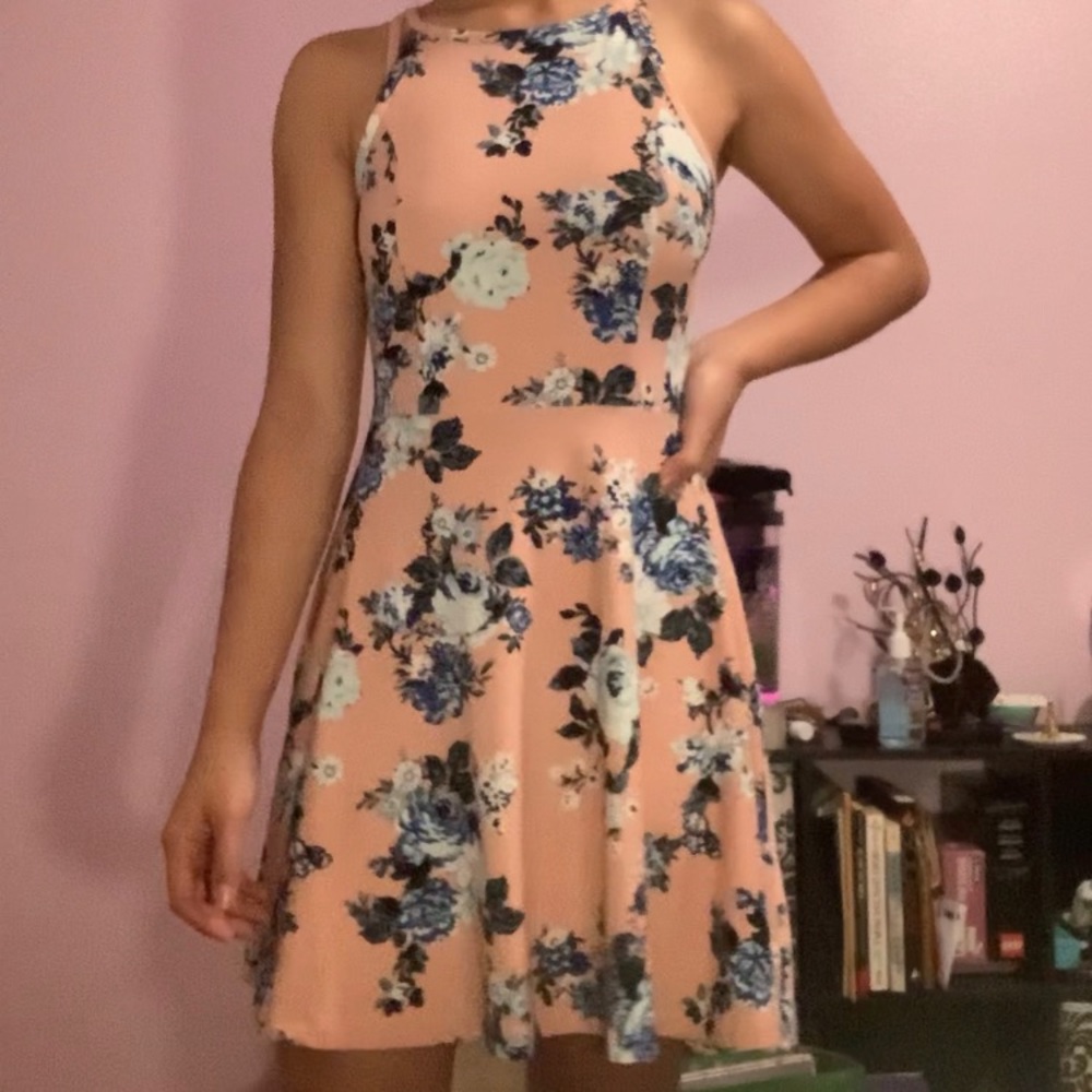 Pink Floral Halter Dress